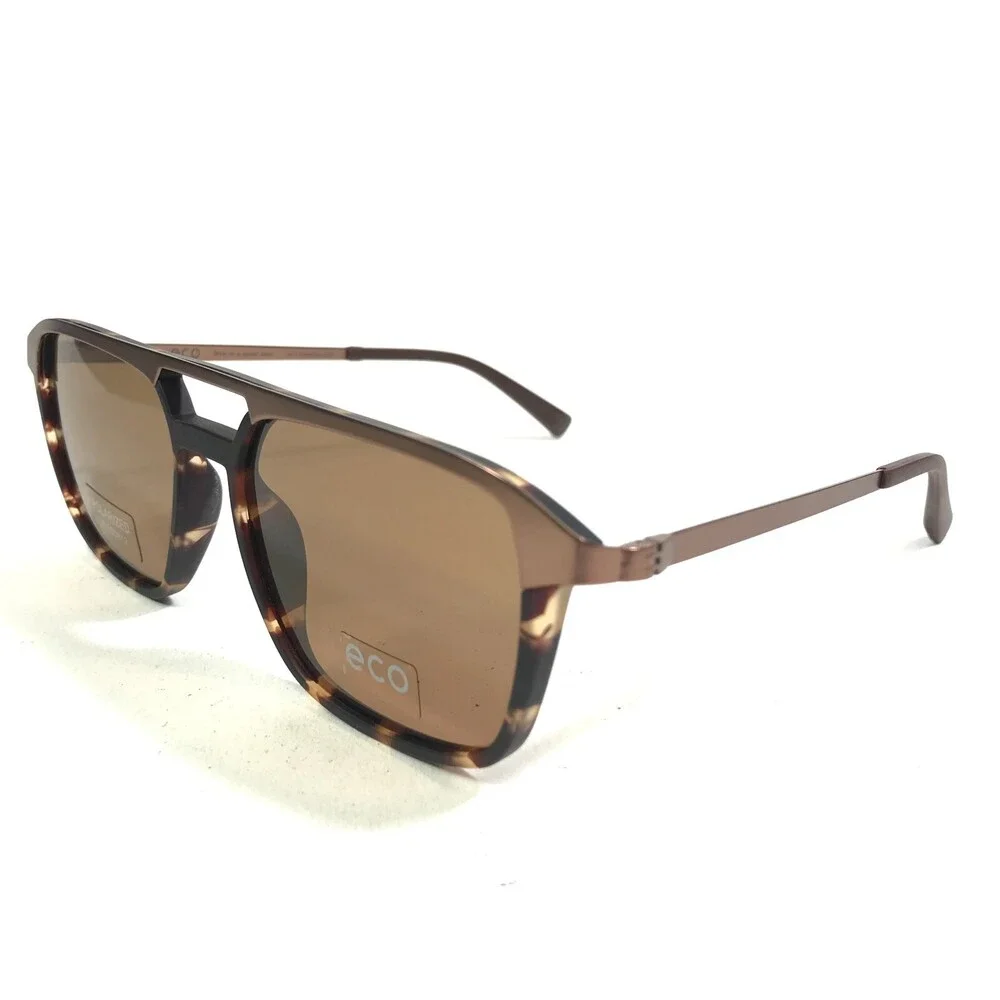 Eco Sunglasses Atlas DTRT Brown Tortoise Square Frames with Brown Lenses